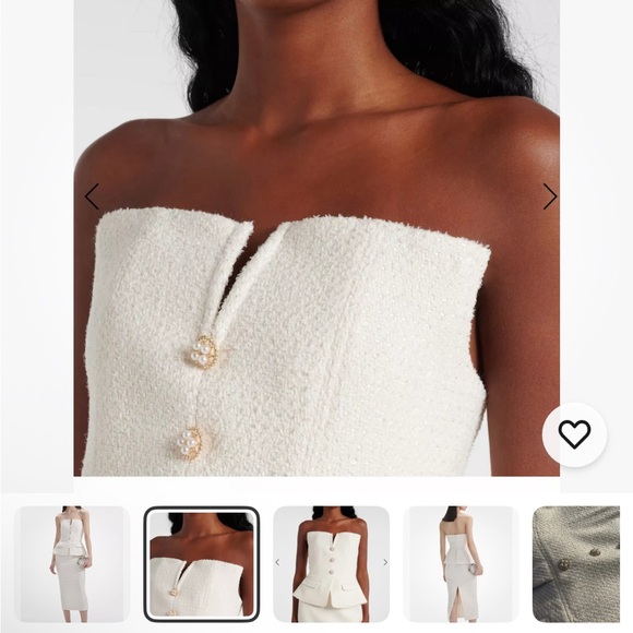 Self-Portrait White Strapless Dress boucle sequins tweed small 4 - Picture 5 of 6